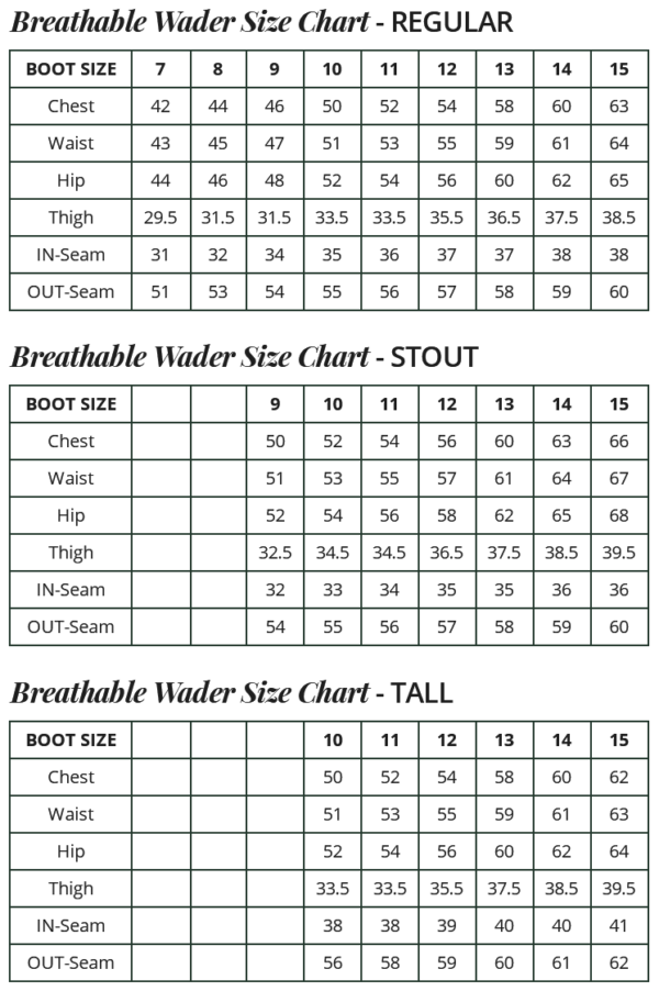 Sizing Guide - High 'N Dry