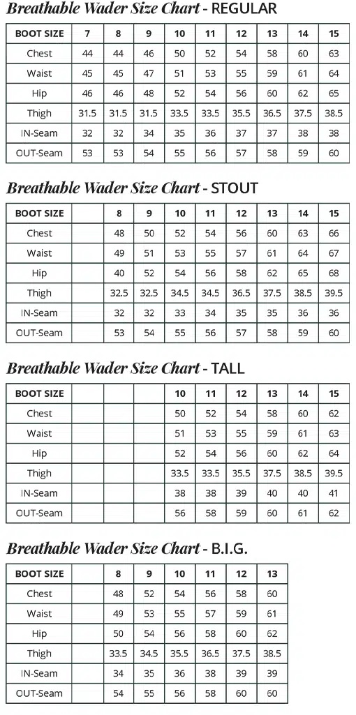 Waders Size & Fit Guide